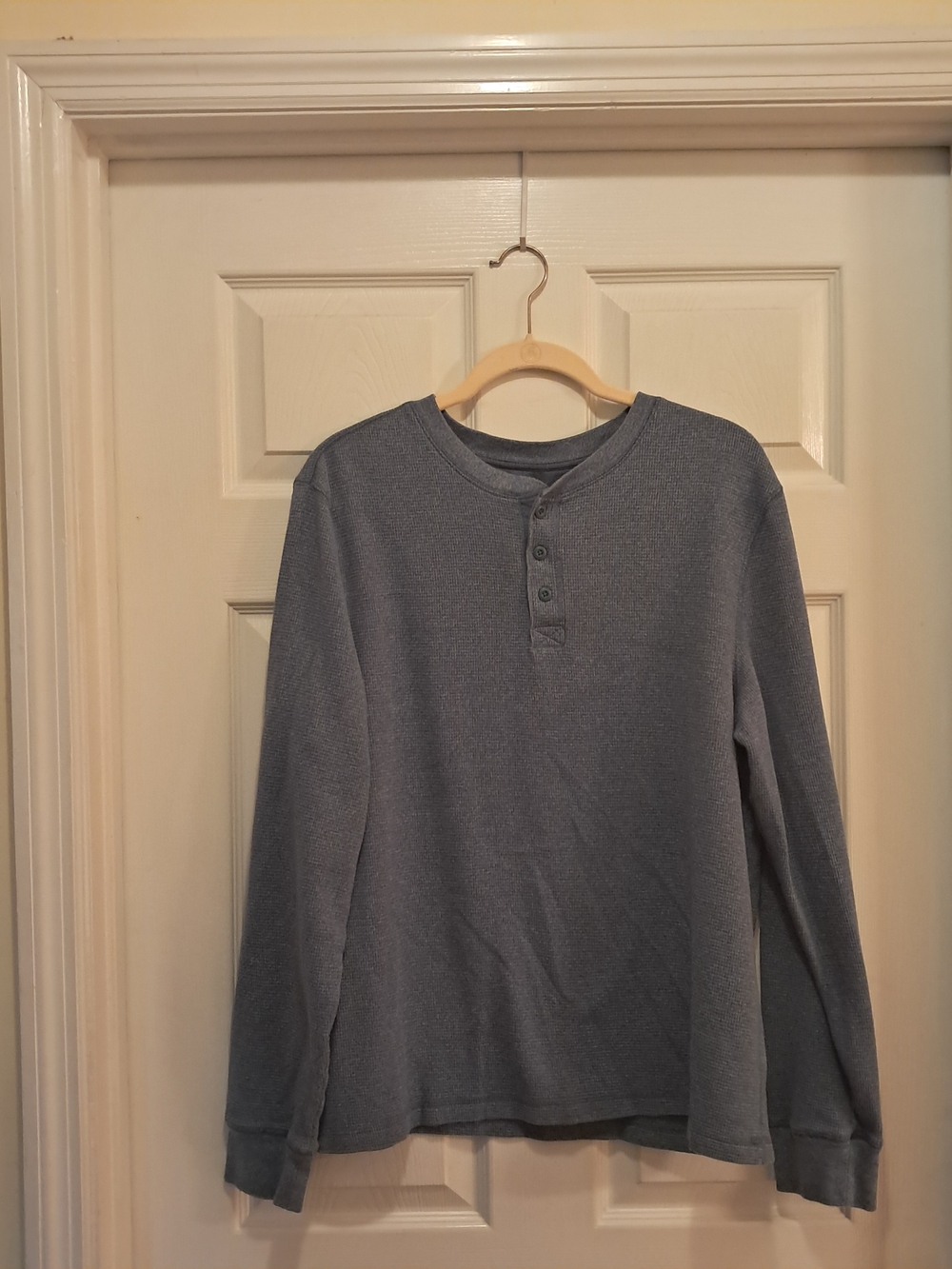 Faded Glory Long Sleeve Henley Shirt Mens Sizs X Large In Blue